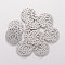 Non-Tarnish 201 Stainless Steel Pendants, Flat Round with Flower, Stainless Steel Color, 20x1.1mm