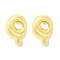 Rack Plating Brass Earrings, Cadmium Free & Lead Free, Long-Lasting Plated, Stud Earrings, Alphabet, Real 18K Gold Plated, Letter Q, 15x10.5mm