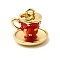 Brass Enamel Charms, Long-Lasting Plated, Lead Free & Cadmium Free, with Jump Ring, Coffee Cup Charm, Rack Plating, Real 18K Gold Plated, Red, 12.5x12.5mm, Hole: 3.5mm