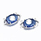Glass Pendants Links, with Platinum Tone Brass Findings, Eye, Blue, 11x22x7mm, Hole: 1.2mm