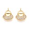 Brass Micro Pave Cubic Zirconia Charms, Bag with Heart, Long-Lasting Plated, Nickel Free, Real 18K Gold Plated, 14x11x3.5~4mm, Hole: 1.2mm