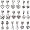 CHGCRAFT 54Pcs 9Styles Love Heart Pendants Tibetan Style Alloy European Dangle Charms Jewelry Making Charms for Necklace Bracelet Jewelry Making and Crafting, Antique Silver