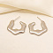 Irregular C Shape Stainless Steel Stud Earrings for Women, Real 18K Gold Plated