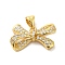 Brass Micro Pave Clear Cubic Zirconia Pendants, Cadmium Free & Lead Free, Bowknot, Real 16K Gold Plated, 12x21x5mm, Hole: 4.5x4mm