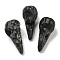 Natural Druzy Black Quartz Pendants, Bird Head Skull Charms, 47~49x20~22x20~22mm, Hole: 2~2.5mm