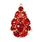 Brass Glass Pendants, Teardrop, Lead Free & Cadmium Free, Long-Lasting Plated, Rack Plating, Real 18K Gold Plated, Faceted, FireBrick, 33x21x6mm, Hole: 1.2mm