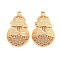 Rack Plating Brass Hollow Pendants, Gourd Charms, Cadmium Free & Nickel Free & Lead Free, Light Gold, 30x18.5x6.5mm, Hole: 2mm