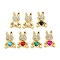 UV Plating Alloy Pendants, with Glass and Rhinestone, Rabbit, Mixed Color, 21x13x4mm, Hole: 3x0.5mm