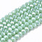 Electroplate Glass Beads Strands, Opaque Solid Color, AB Color Plated, Faceted, Rondelle, Dark Turquoise, 4x3mm, Hole: 0.4mm, about 110~115pcs/strand, 39~40cm