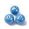 Handmade Polymer Clay Beads, Round, Deep Sky Blue, 14.5mm, Hole: 1.8mm
