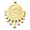 Ion Plating(IP) 316L Surgical Stainless Steel Pendants, Nickel Free, Textured, Sun Charms with Eye, Real 18K Gold Plated, 24.5x19x1.5mm, Hole: 1.8mm