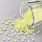 11/0 Grade A Round Glass Seed Beads, Transparent Inside Colours, Luster Plated, Green Yellow, 2.3x1.5mm, Hole: 1mm, about 48500pcs/pound