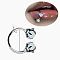 Double Claws 304 Stainless Steel Cubic Zirconia Hoop Lip Rings, Stainless Steel Color, Light Cyan, Inner Diameter: 10mm, Pin: 1.2mm, Head: 3mm