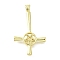 Brass Pendants, Upside Down Cross with Star, Long-Lasting Plated, Lead Free & Cadmium Free, Rack Plating, Real 18K Gold Plated, 35.5x21.5x4mm, Hole: 3.5x2mm