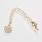 Long-Lasting Plated Brass Chain Extender, with Lobster Claw Clasps and Flower Tips, Real 18K Gold Plated, 73x3mm, Hole: 2.5mm