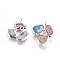 Natural Agate Pendants, with Brass Findings, Silver Color Plated, 36.5~40.5x27~36x6.5~8.5mm, Hole: 3.7mm