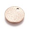 Ion Plating(IP) 304 Stainless Steel Textured Pendants, Flat Round, Rose Gold, 12x1mm, Hole: 1.4mm