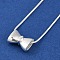 Bowknot Brass Pendant Necklaces, Snake Chain Necklaces for Women, Real Platinum Plated, 16.54 inch(42cm)