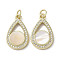 Brass Micro Pave Cubic Zirconia Pendants, with Shell, Teardrop, Cadmium Free & Lead Free, Real 18K Gold Plated, 20.5x12x3mm, Hole: 3mm