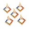 Eco-Friendly Brass Micro Pave Cubic Zirconia and Glass with Enamel Pendants, Long-Lasting Plated, Lead Free & Cadmium Free & Nickel Free, Real 18K Gold Plated, Real 18K Gold Plated, 28x24x3mm, Hole: 3mm