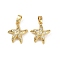Brass Micro Pave Cubic Zirconia Pendants, Cadmium Free & Lead Free, Starfish, Real 18K Gold Plated, Real 18K Gold Plated, 16.5x14x4mm, Hole: 4.5x2.5mm