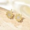 Brass Micro Pave Clear Cubic Zirconia Stud Earrings, Lead Free & Cadmium Free, Long-Lasting Plated, Rack Plating, Real 18K Gold Plated, Sun, 10mm