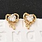 Brass Micro Pave Clear Cubic Zirconia Heart Stud Earrings, with 316 Surgical Stainless Steel Pin, Nickel Free, Real 18K Gold Plated, 11x10mm