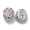 Brass with Glass Multi-Strand Links, Cadmium Free & Nickel Free & Lead Free, Hollow Oval, Platinum, Pink, 11.5x9.5x7mm, Hole: 1.8mm