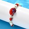 Handmade Porcelain Beads & Synthetic Howlite Beads Stretch Bracelets for Women, with Porcelain & Howlite Charm, Brown, Inner Diameter: 2 inch(5.2cm)