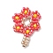 Handmade Loom Pattern MIYUKI Seed Beads, Flower Pendants, Tomato, 20x14x1.8mm, Hole: 0.7mm