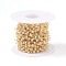 Handmade Glass Beaded Chains, with Brass Eye Pins, Golden, Soldered, Round, Faceted, with Spool, Linen, 2.5x2x0.4mm, Beads: 3x2mm, about 32.8 Feet(10m)/roll