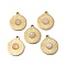 Natural Rose Quartz Pendants, Flat Round Charms, with PVD Vacuum Plating Real 18K Gold Plated 201 Stainless Steel Findings, 20.5x17x4.5mm, Hole: 2mm