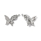 Brass Micro Pave Clear Cubic Zirconia Pendants, Cadmium Free & Nickel Free & Lead Free, Butterfly Charms, Platinum, 17.5x19x2.5mm, Hole: 1mm