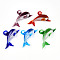 Handmade Lampwork Big Pendants, Dolphin Charms, Mixed Color, 45~47x64~67x9~10mm, Hole: 6~7x5~6mm
