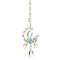 Moon Gemstone Window Hanging Suncatchers, Brass Link & Glass Teardrop Pendants Decorations Ornaments, Golden, 290mm, Hole: 8mm