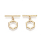 Brass Toggle Clasps, Nickel Free, with Jump Rings, Hexagon, Real 18K Gold Plated, Ring: 16x12x1.5mm, Hole: 1.2mm, Bar: 19.5~21x2x1.5mm, Hole: 1.2mm, Jump Ring: 5x0.8mm.