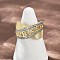 Brass Micro Pave Cubic Zirconia Cuff Rings, Criss Cross Rings, Real 18K Gold Plated, 13.5mm, US Size 8(18.1mm)