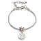 Brass Micro Pave Cubic Zirconia European Bracelets, with Glass, Round, Light Blue, 7-1/4 inch(18.4cm)