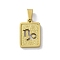 304 Stainless Steel Twelve Constellations Pendants, Real 18K Gold Plated, Rectangle Charm, Capricorn, 17.5x12x2mm, Hole: 7.5x3.5mm