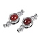 Brass Micro Pave Clear Cubic Zirconia Fold Over Clasps, Oval, with Natural Carnelian, Platinum, 35mm