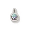 925 Sterling Silver Micro Pave Clear Cubic Zirconia Charms, with Moissanite Rhinestone, Platinum, Rhodium Plated, Square, 14.5x9x5mm, Hole: 5.5x2mm