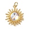 Rack Plating Brass Micro Pave Cubic Zirconia Pendants, Cadmium Free & Lead Free, Long-Lasting Plated, Sun, Real 18K Gold Plated, 21x18x5.5mm, Hole: 3mm