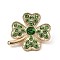 Alloy Glass Rhinestone Clover Brooches, Brass Pin Jewelry, Light Gold, 24x26x8mm