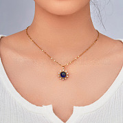 Латунный паве прозрачный кубический цирконий голубое солнце кулон nnecklaces MO0901