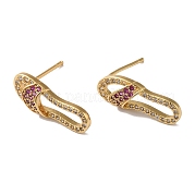 Серьги-гвоздики тапочки с кубическим цирконием KK-O142-47G-02