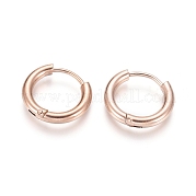 Серьги-кольца Huggie Hoop из нержавеющей стали 304 с ионным покрытием (IP) EJEW-F111B-16mm-RG