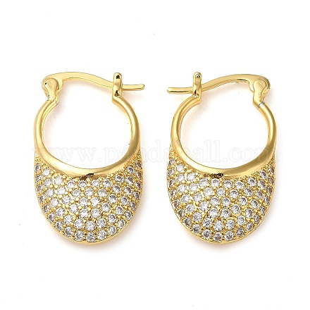 Серьги-кольца из латуни-капли с прозрачными фианитами EJEW-Q791-06G-1