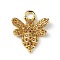 Rack Plating Brass Micro Pave Cubic Zirconia Pendants, Bee Charm, Cadmium Free & Lead Free, Long-Lasting Plated, Real 18K Gold Plated, Orange, 18x15x3mm, Hole: 3mm
