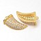 Italian Horn Brass Micro Pave Cubic Zirconia Charms, Golden, 16x9x4mm, Hole: 1mm