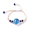 Handmade Dry Pressed Flower Link Bracelet for Girl Women, Babysbreath Glass Cover Beads Adjustable Bracelet, Dodger Blue, Inner Diameter: 5/8~ 3-1/8 inch(1.5~7.9cm)